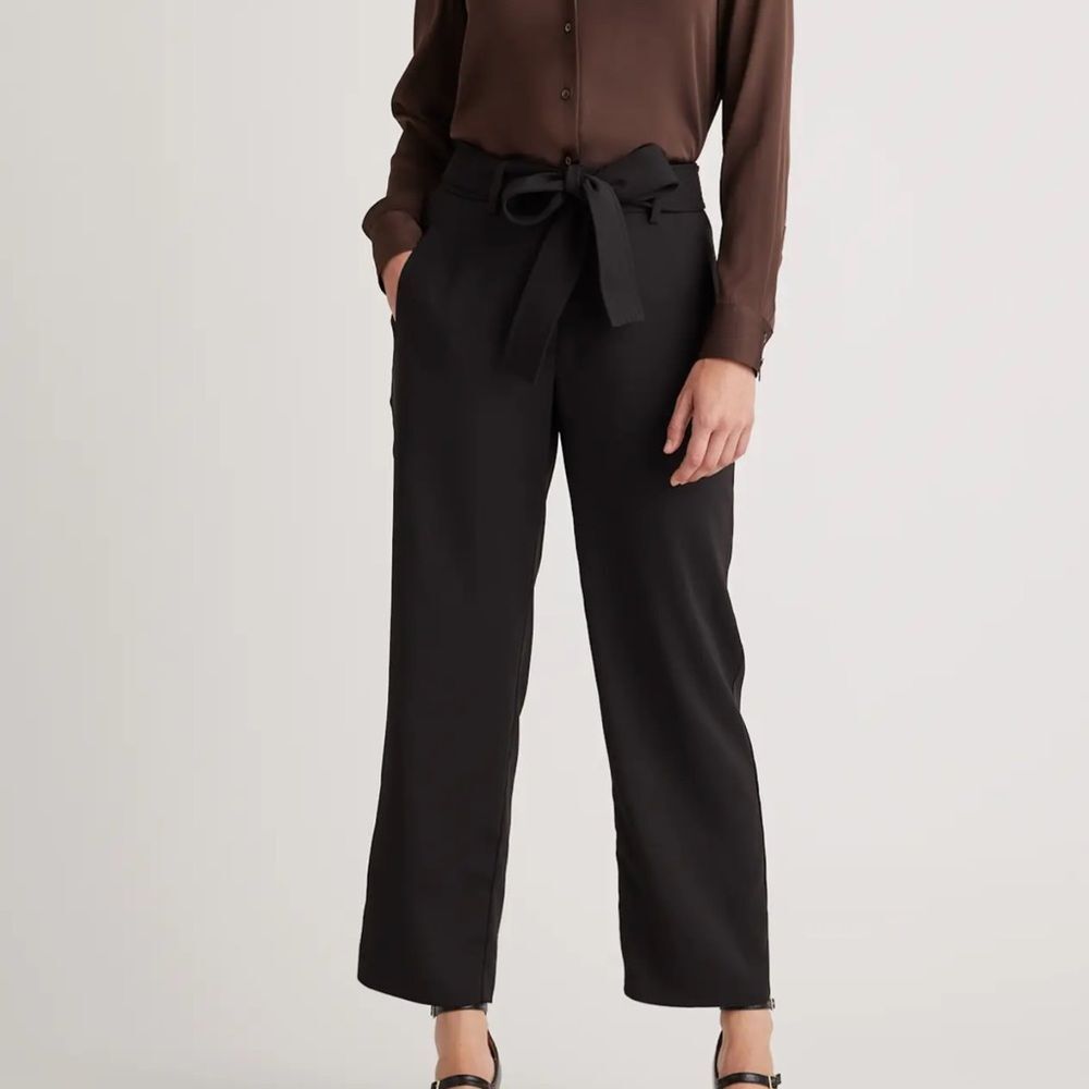 NWT Stretch Crepe Paperbag Pants Black Size 14